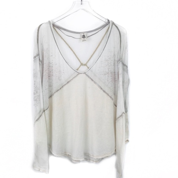 Free People sheer and waffle knit long sleeve - Picture 1 of 5